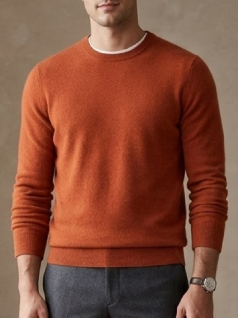 The Commons Men's Size L Burnt Orange 100% Cashmere Sweater Pullover Crew Luxury